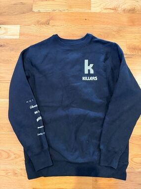 KILLERS Official band merch.  Black Sweatshirt - Band albums down the sleeve.